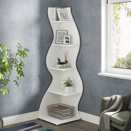 Tribesigns Corner Shelf, Modern , Stylish Corner Small Bookcase Storage Rack Plant Stand