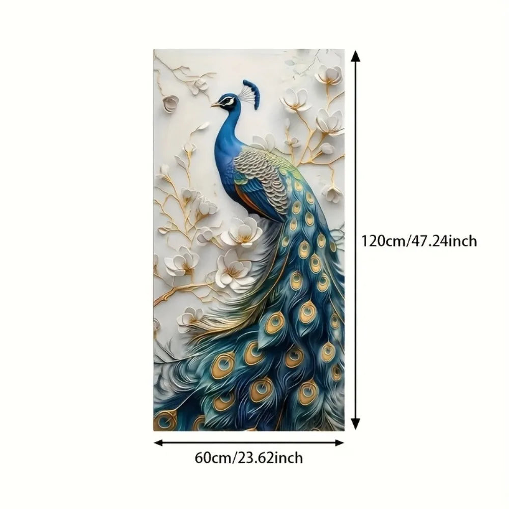 1.5 inch solid wood frame modern abstract peacock canvas wall art - elegant home decor
