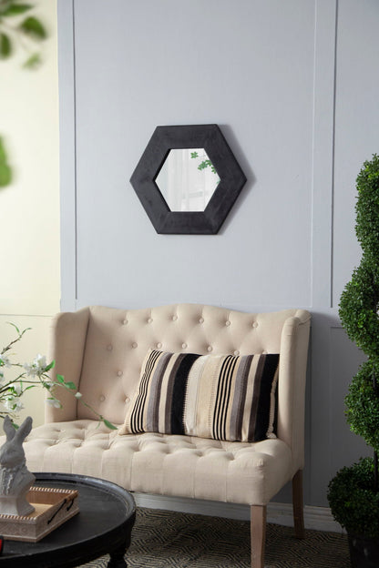 Hexagon Natural Wood Frame Mirror