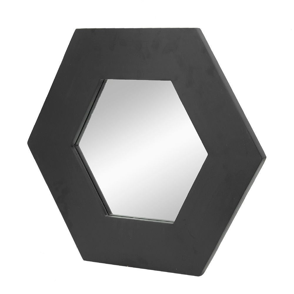 Hexagon Natural Wood Frame Mirror