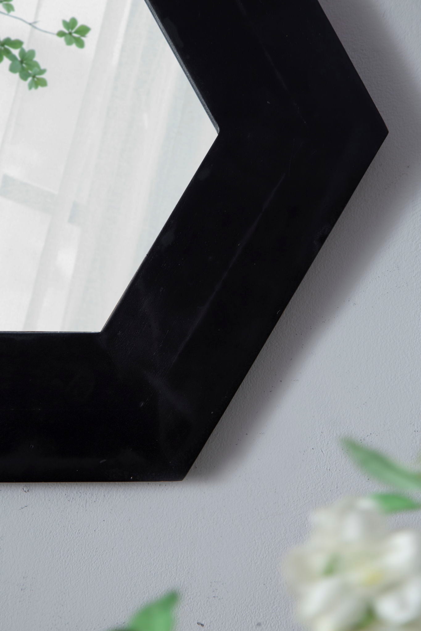 Hexagon Natural Wood Frame Mirror