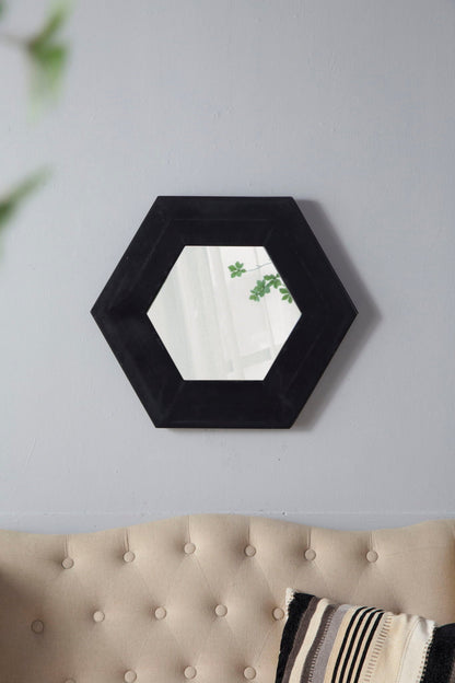 Hexagon Natural Wood Frame Mirror