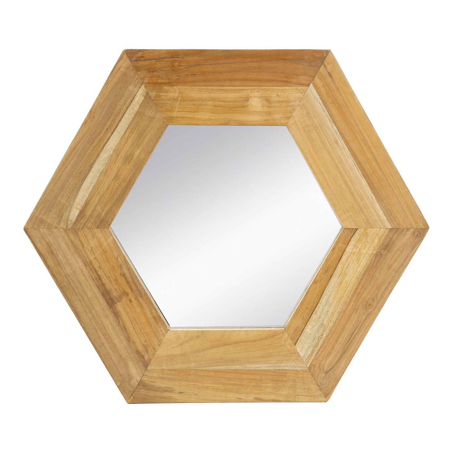 Hexagon Natural Wood Frame Mirror