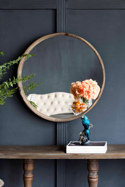 Round Wood Mirror