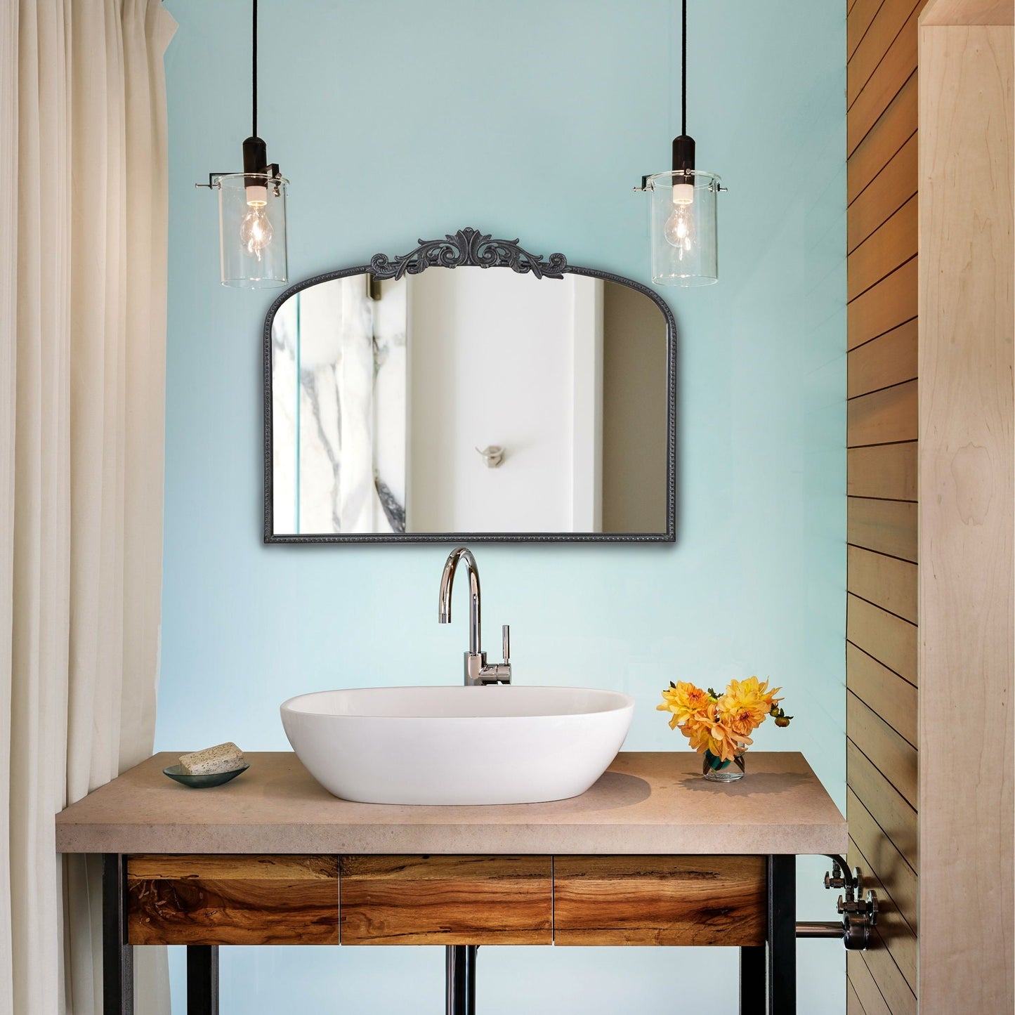 Baroque Inspired Arched Wall Mirror