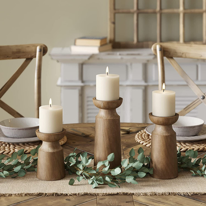 Solid Wood Retro Candlestick Holder