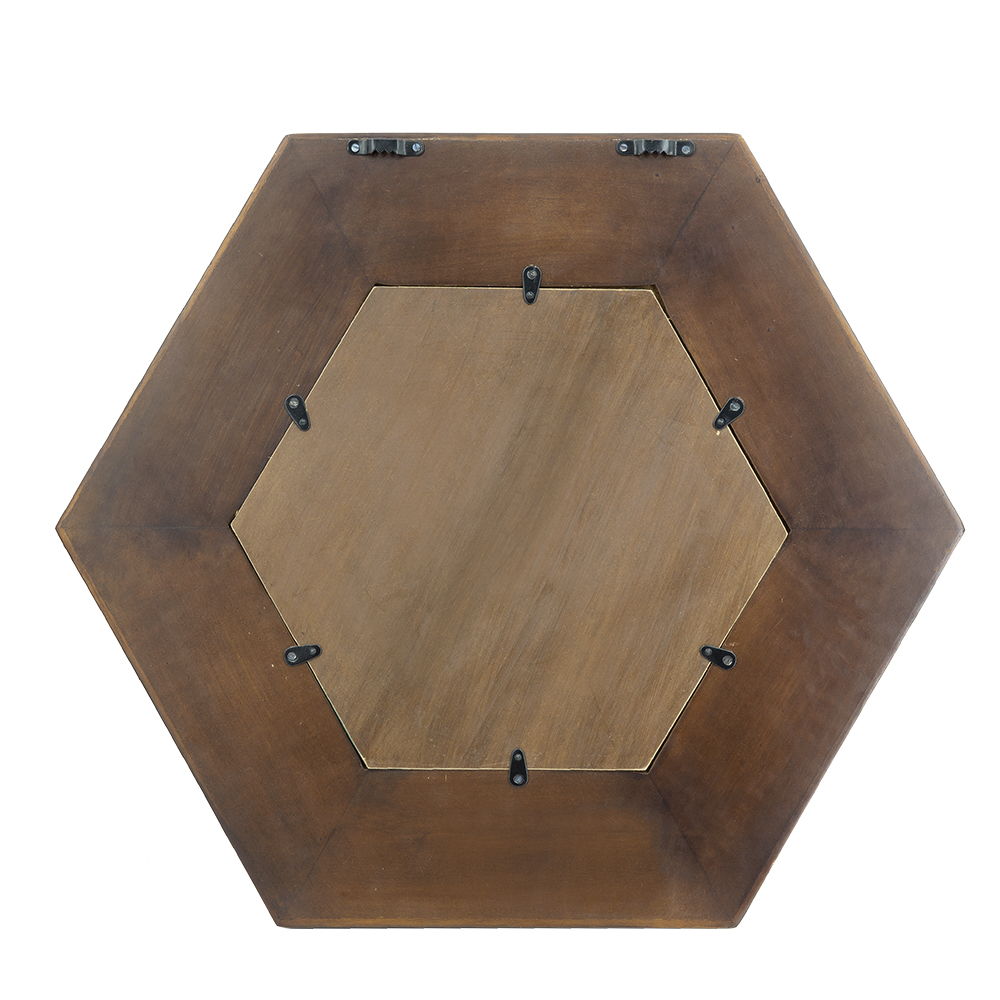 Hexagon Natural Wood Frame Mirror