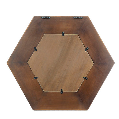 Hexagon Natural Wood Frame Mirror